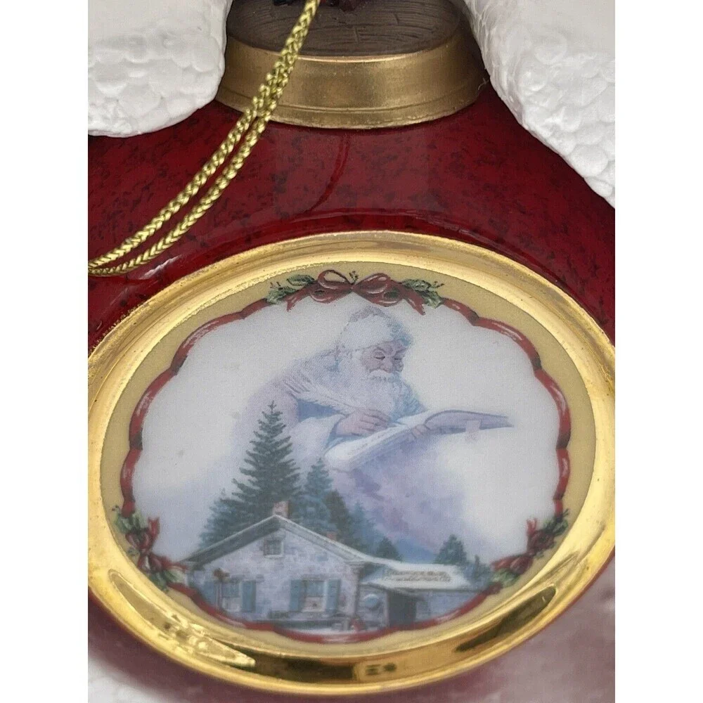 2 Norman Rockwell Santa Consulting Globe/ Santa’s Christmas List  Ornaments 1998